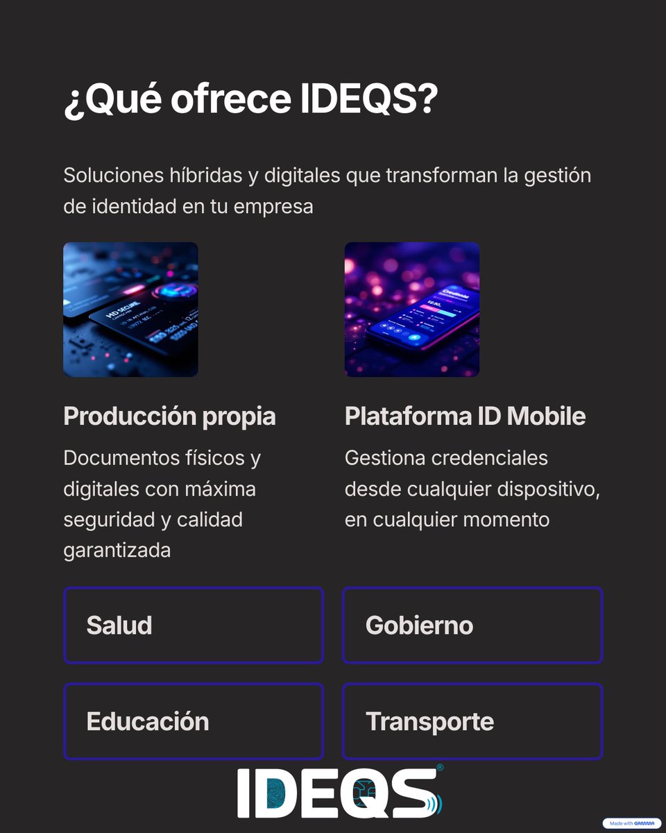 Ideqs_sas's tweet photo. En IDEQS transformamos la gestión de identidad en tu empresa con soluciones híbridas y digitales. Contamos con +30 años de experiencia en documentos seguros y digitales, y expedimos millones de documentos al año para empresas líderes. ¿Qué ofrecemos?
📲 WhatsApp: (+57) 3102332112 https://t.co/G06eCdjRBO