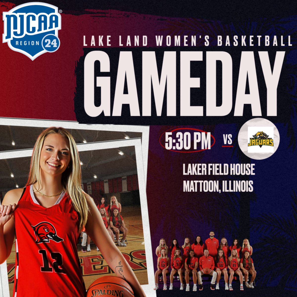 5:30pm tomorrow <a href="/LLC_WBasketball/">Lake Land College Women's Basketball</a> plays host to the Jaguars of DACC for the first round of the Region XXIV tournament. 

#OneFlock #LakerUp