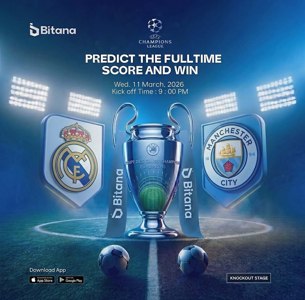 🏆 UEFA Champions League 🏆
⚽ Real Madrid vs Manchester City

PREDICT THE FULL-TIME SCORE &amp; WIN

📅 Wednesday, 11 March 2026
⏰ Kick-off: 9:00 PM
🏟 Knockout Stage

Think you can call it right? 👀
Drop your full-time score prediction and stand a chance to win 🎉

How to Join 👇