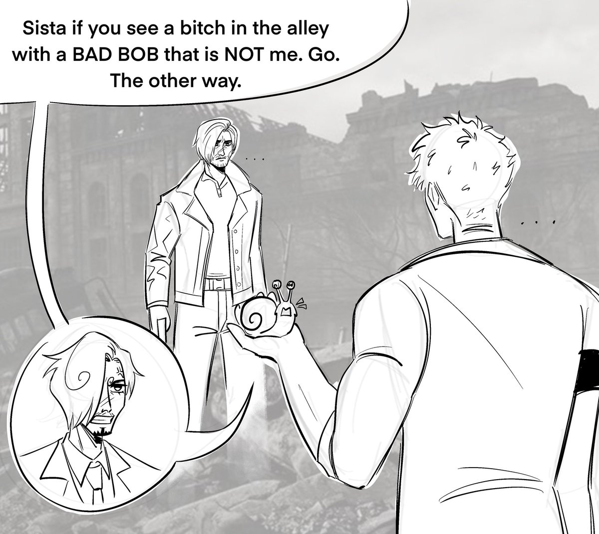 kivikurva's tweet photo. He got lost

 #ResidentEvilRequiem #leonkennedy #zosan #sanji #roronoazoro https://t.co/n3HBYrwxOH