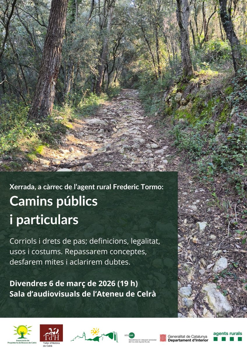Terres Gironines!
Proposta per aquest divendres vespre.
Xerrada sobre camins públics i privats.