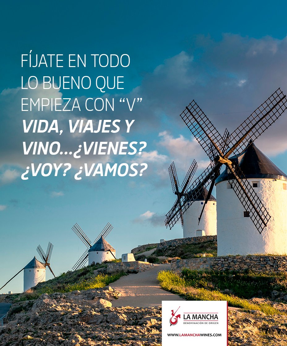 vinodelamancha's tweet photo. Fíjate en todo lo bueno que empieza por "V" ✅
.
Vida 💚, viajes 🛩, vino 🍷... ¿Vienes? ¿Voy? ¿Vamos?
.
#vinodelamancha #DOLaMancha #vinosdecalidad #winelover #denominacióndeorigen #molinosdeviento #vida #viajes https://t.co/giJagxHcyp