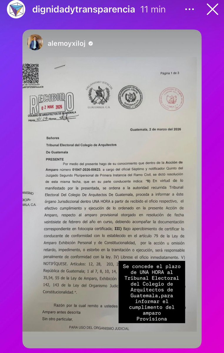 kcsegurac's tweet photo. Compartan!!

Llegó la orden judicial al Colegio de Arquitectos de Guatemala, de la debida ejecutoria, si desacatan pueden irse presos....
@discosbeagle @CoronaVirusGT @PrensaComunitar @lahoragt https://t.co/kUAFUZQkdG