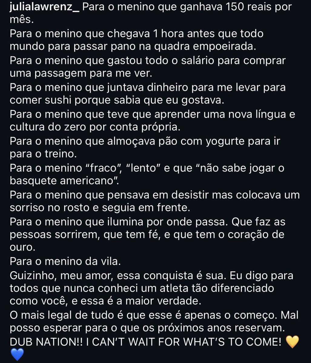 Muito foda a declaração que a namorada do Gui Santos fez para ele depois do novo contrato