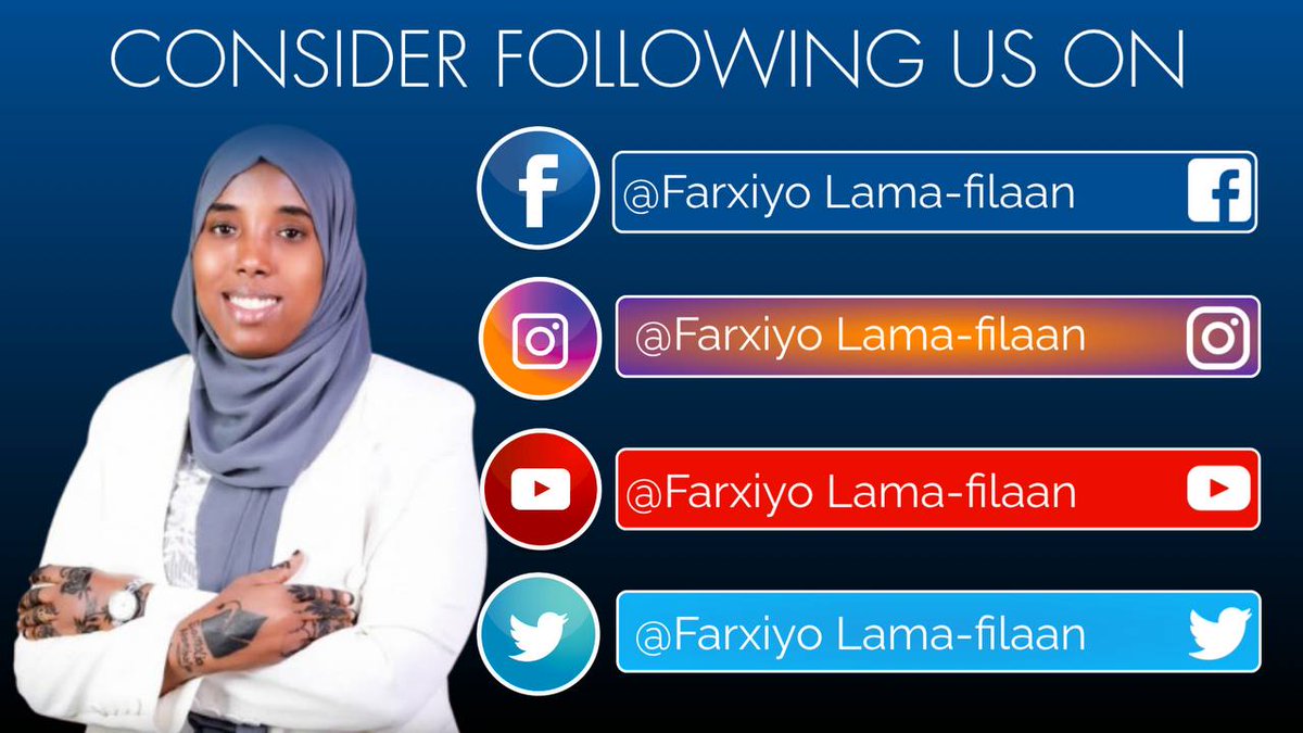 LamaFarxiyo's tweet photo. Waxaan rabaa nasiibkeyga dhanka Youtube in tijaabiyo markale, waxaan rejaynayaa in uu noqdo meel aan daawadayaal cusub ku kala xog qaadanno.

Halkaas ayeynu isla eegi doonnaa insha'Allaah, kheyrkiisa Alle ha ina soo xejiyo.

https://t.co/4LGXBcRwo6 https://t.co/Nu3BAFqZPs