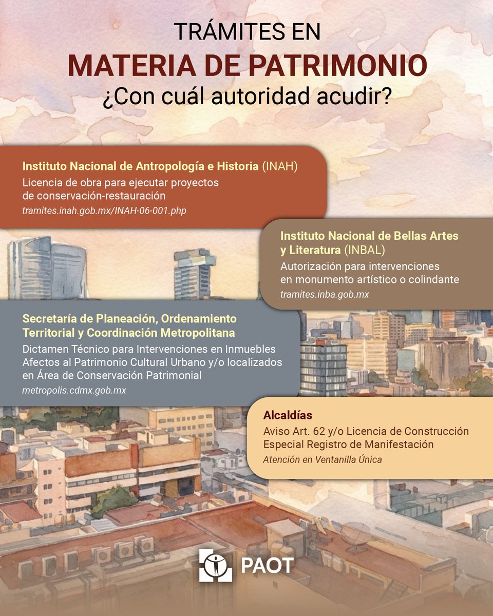 PAOTmx's tweet photo. 🔄Sigue esta ruta de trámites para realizar obras de manera correcta y autorizada en inmuebles catalogados. 👇 https://t.co/FyB0p53qpv