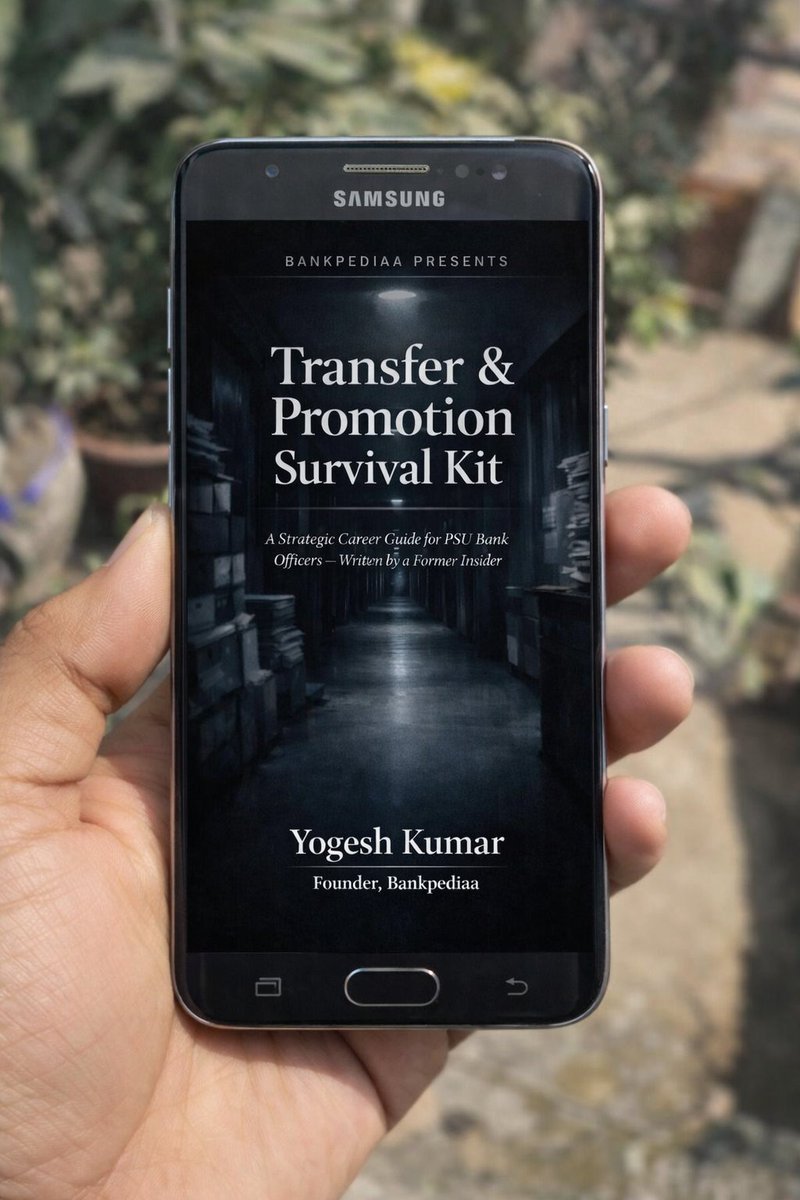 bankpediaa's tweet photo. It was 11:47 PM when Rajesh called me.

"Yogesh, transfer order aa gya. Minimum tenure complete hone mein abhi 4 mahine baki the. Performance excellent thi. Targets bhi achieve kiye. Audit bhi clean hai. but phir bhi order aa gaya. Kya karun?"

I asked him one question: "Documentation hai?"

Silence.

"Daily work diary? Email archive? Performance reports saved? Target achievement documented?"

More silence.

"Rajesh, representation file karni padegi. Lekin evidence ke bina, HR ko kya dikhayega?"

He had nothing. Seven years of excellent work. Zero documentation.

His representation failed. Transfer confirmed. Family disrupted. Career positioning damaged.

Three months later, another officer. Same situation. Same "administrative exigency."

But Priya had something Rajesh didn't: A systematic documentation habit.

5 minutes daily. Every decision logged. Every email saved. Every performance metric archived.

When her transfer order came, she filed representation in 48 hours. Policy violations cited. Evidence attached. Timeline documented.

Result? Transfer deferred until minimum tenure completed. Zero cost. Zero disruption.

The difference between Rajesh and Priya wasn't talent or performance. It was preparation.

After 7 years in PSU banking and analyzing more than 5,000+ cases through Bankpediaa, I've documented the patterns that training programs don't teach.

Transfer politics. ACR/APAR manipulation. Promotion delays. Documentation that protects. Strategic positioning that works.

"Transfer & Promotion Survival Kit" — 21 chapters of frameworks that most officers learn the hard way.

📩 Want the complete system? DM me "BOOK" and I'll send you the link.

Because reactive navigation costs careers. Strategic positioning builds them.