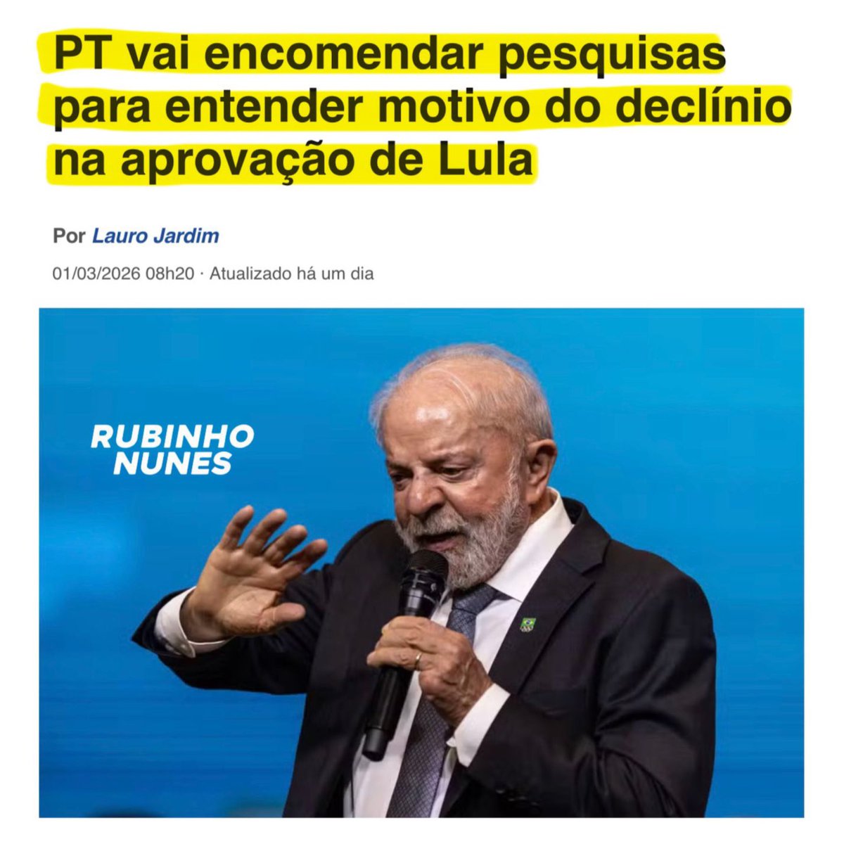 - Aumento abusivo de impostos;
- Escândalo do INSS;
- Aumento nos preços dos alimentos e combustíveis;
- Apoio a ditaduras sanguinárias ao redor do mundo;
- Gasto de dinheiro público com escola de samba para para fazer campanha eleitoral antecipada e zombar cristãos em latas de