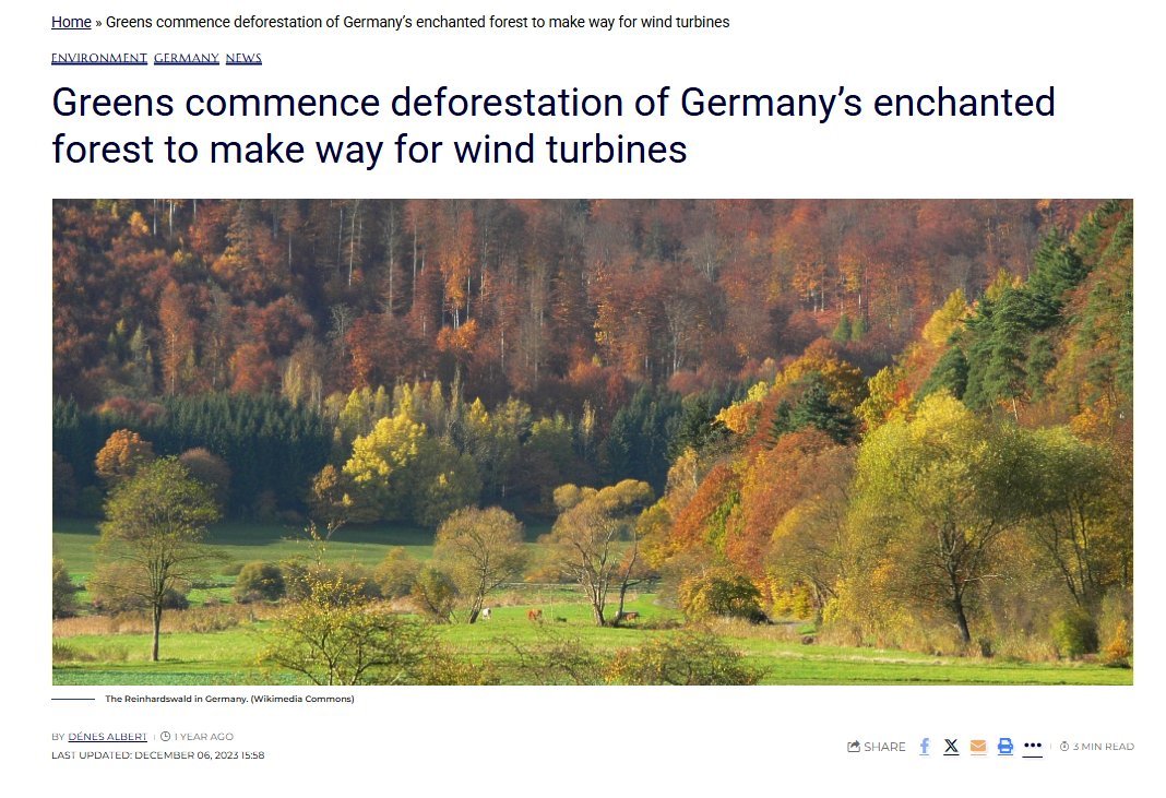 Be under no illusion: this isn't just about energy. It's also about destroying the unique heritage and identity of European nations. That's why the 1000-year-old Reinhardwald in Germany, which inspired the Brothers Grimm, is being deforested for solar panels too.