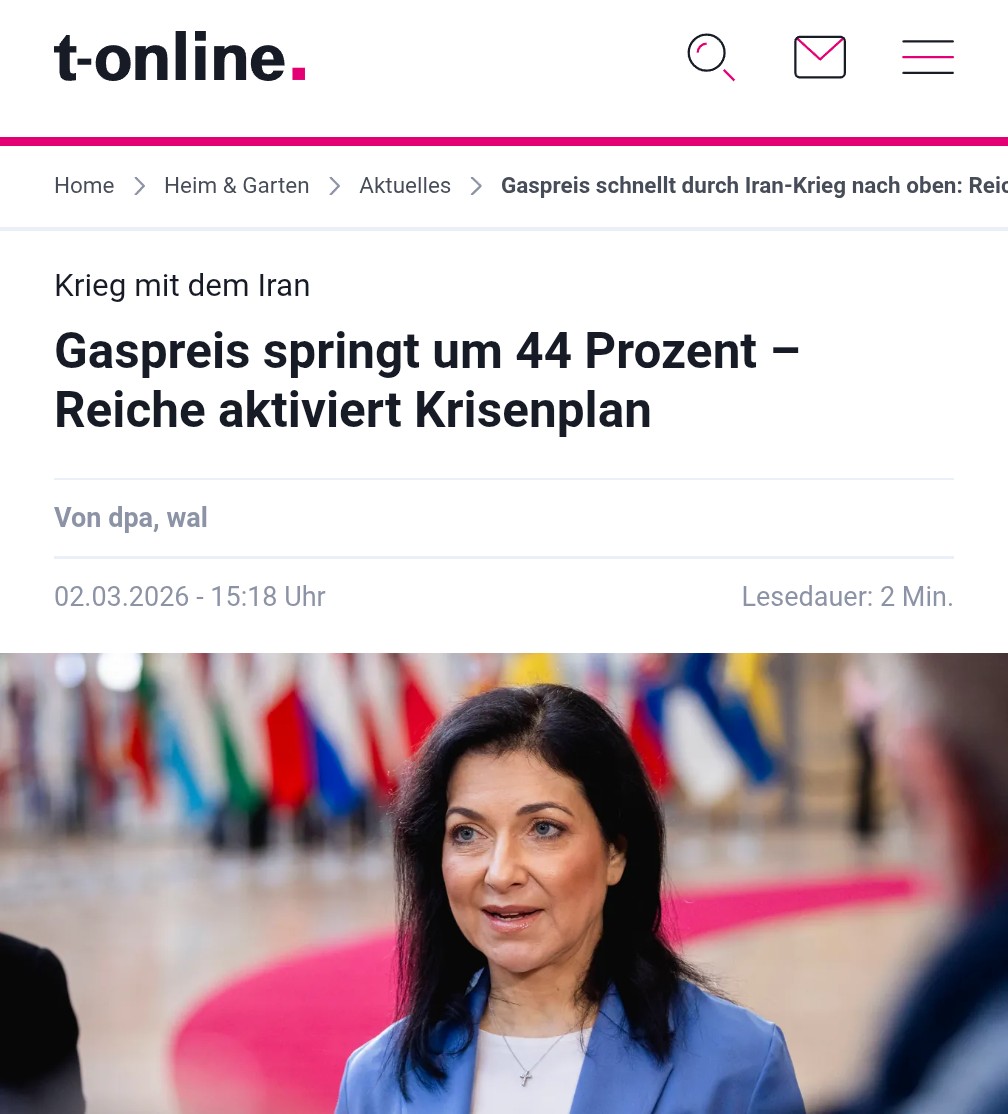 Reiche versuchte in den Medien zu beschwichtigen, es gäbe bezüglich des Irans keine Probleme. Jetzt aktiviert sie aber eine Notfall-Task-Force? Liegt es daran, dass die Gaspreise explodieren, die Speicher nur zu 20% gefüllt sind und wir völlig unvorbereitet für diese Lage sind?