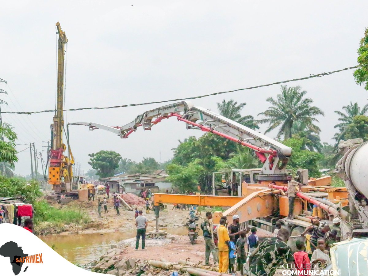 #KINSHASA #INFRASTRUCTURES 
L'entreprise #Safrimex en charge de plusieurs chantiers routiers dans  la ville de Kinshasa et à l'intérieur du pays se félicite
de la pose de 20 pieux du futur pont Ndjili ( prolongement de la 15ieme rue Limete/Industriel et  Masina/Petro-Congo). Une