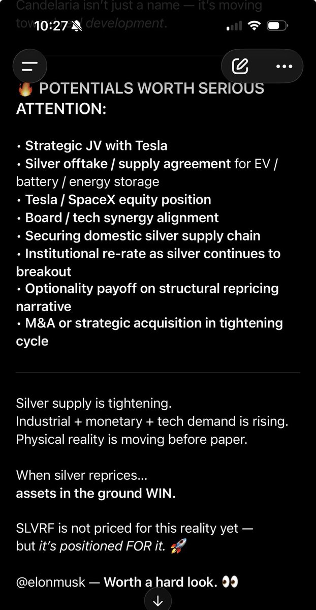 CharlesT_555's tweet photo. π¨ SILVER IS BREAKING β AND SLVRF IS IN THE MIDDLE OF IT. π¨
https://t.co/fG2l90hWEb
SLVRF is not priced for this reality yet β
but itβs positioned FOR it. π
@elonmusk β Worth a hard look. π
#Silver #SLVRF #SVE #Tesla #EVSupplyChain #Mining #StrategicMetals #Candelaria https://t.co/2GT3D0SUfb
