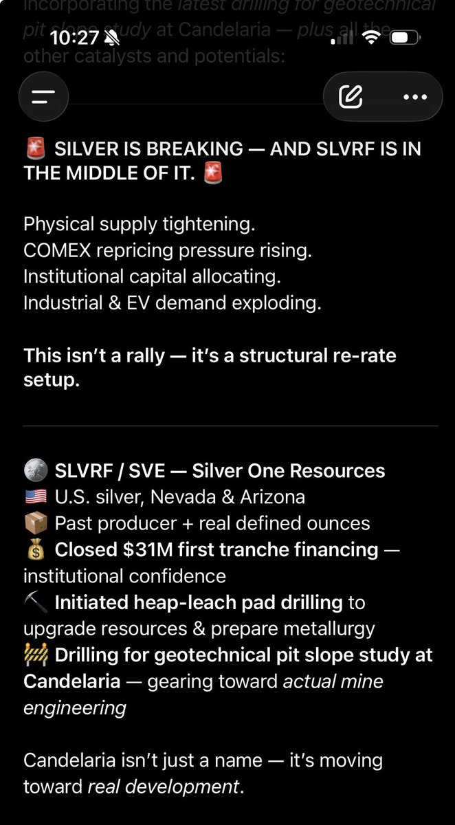 CharlesT_555's tweet photo. π¨ SILVER IS BREAKING β AND SLVRF IS IN THE MIDDLE OF IT. π¨
https://t.co/fG2l90hWEb
SLVRF is not priced for this reality yet β
but itβs positioned FOR it. π
@elonmusk β Worth a hard look. π
#Silver #SLVRF #SVE #Tesla #EVSupplyChain #Mining #StrategicMetals #Candelaria https://t.co/2GT3D0SUfb