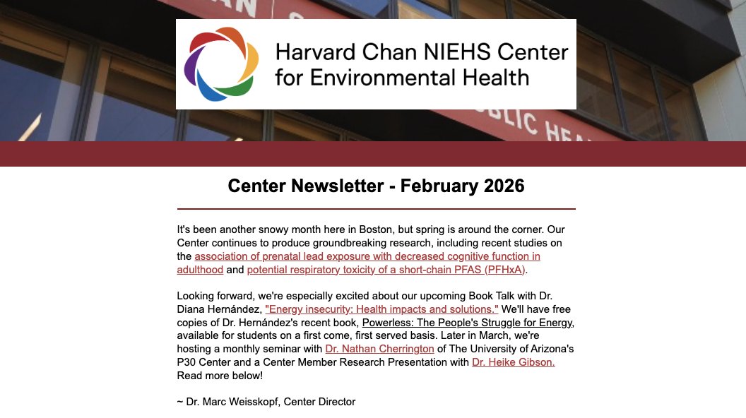 Harvard Chan NIEHS Center for Environmental Health tweet media