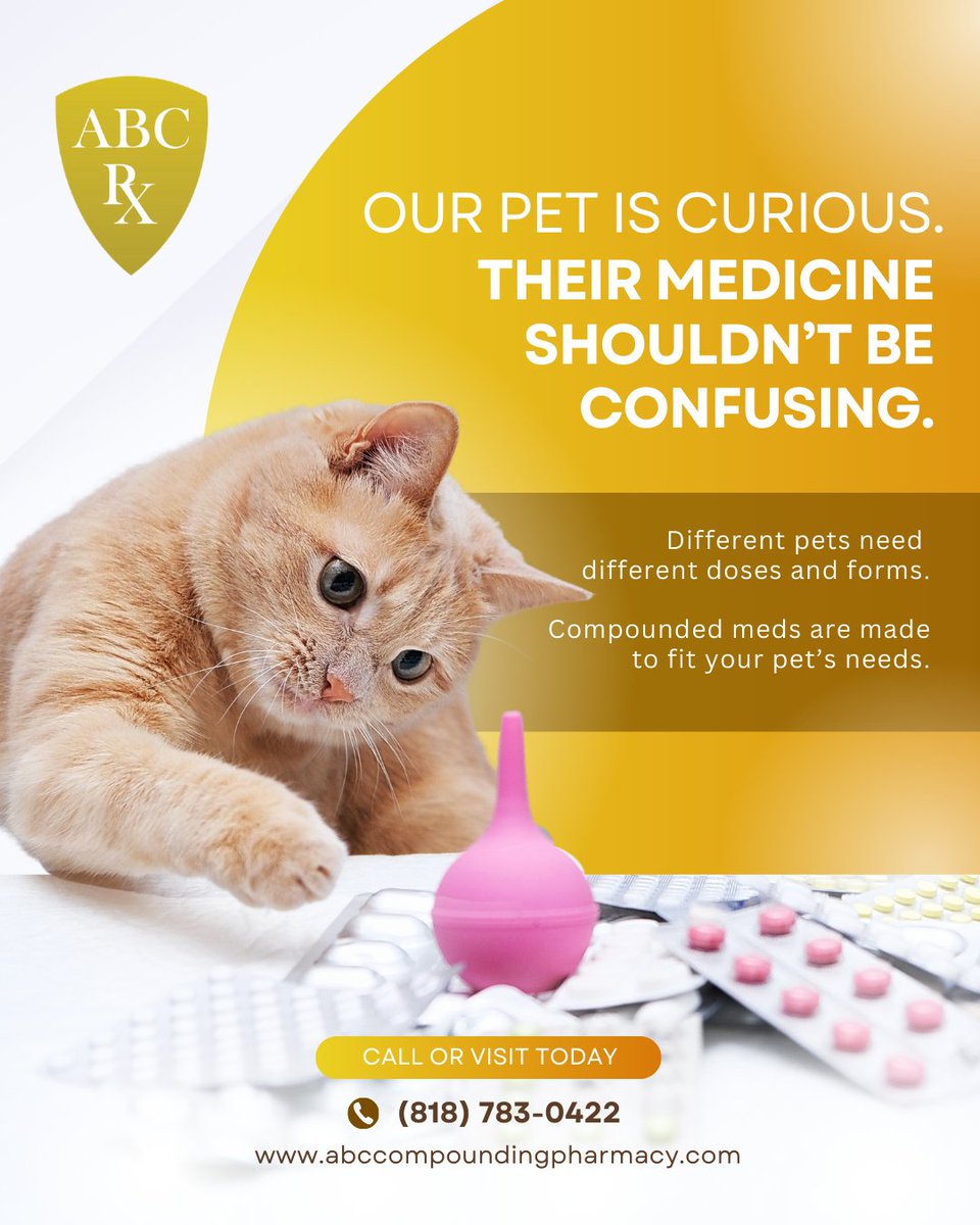 abccompounding's tweet photo. No two pets are the same — so why should their meds be?

Compounded medications from ABC Compounding Pharmacy are made just for your furry friend, in the right dose and form.

Learn more 👉 https://t.co/9r5Xj2kK77

#PetCare #PetMedications #ABCCompoundingPharmacy https://t.co/eQ8cMsrcqC