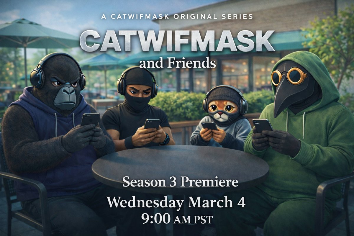 SEASON 3 PREMIER
Wed, March 4 at 9:00 am PST

Starring:
<a href="/catwmask/">catwifmask official</a>
<a href="/TruthSeeekr77/">SilverBack 🦍</a>
<a href="/RichieMASK/">Richie</a>
<a href="/Fresh_Fontana/">𝒯𝒽𝑒 𝒞𝒶𝓃𝒹𝓁𝑒 𝒲𝒾𝒸𝓀🕯️</a>

Special guest appearances by:
<a href="/maxbidbro/">MAXBID</a> 
<a href="/funcry/">funcry</a> 

Directed and produced by:
<a href="/Fresh_Fontana/">𝒯𝒽𝑒 𝒞𝒶𝓃𝒹𝓁𝑒 𝒲𝒾𝒸𝓀🕯️</a>