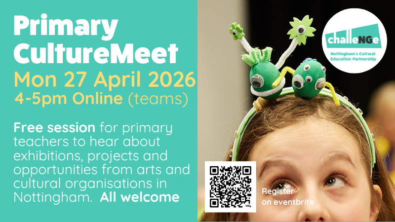 ChalleNGeNottm's tweet photo. Join exciting conversations to help you plan more meaningful, creative experiences that link classroom learning with Nottingham’s vibrant cultural scene.
Join our next Primary Culture Meet, get inspired &amp; discover new opportunities for your pupils. 
https://t.co/v7du5ygwqa https://t.co/hvD9rocKI8