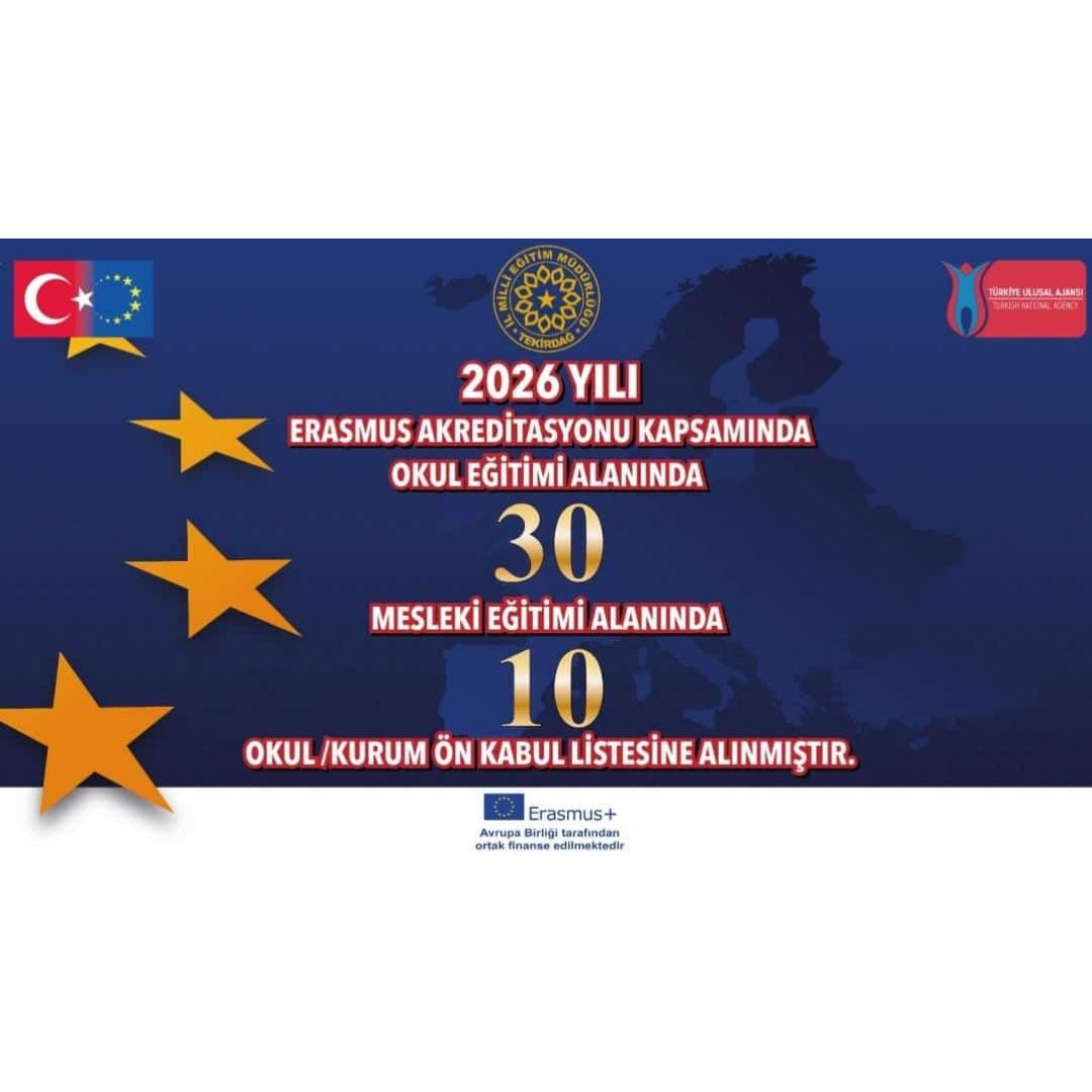 CosbMtal's tweet image. Tekirdağ İl Millî Eğitim Müdürlüğü tarafından yürütülen Erasmus+ 2026 Teklif Çağrısı Dönemi kapsamında oluşturulan konsorsiyum ön kabul listesinde okulumuz yer almaya hak kazanmştır.
@meb_ogm  @tekirdagmem  @KapakliMEM