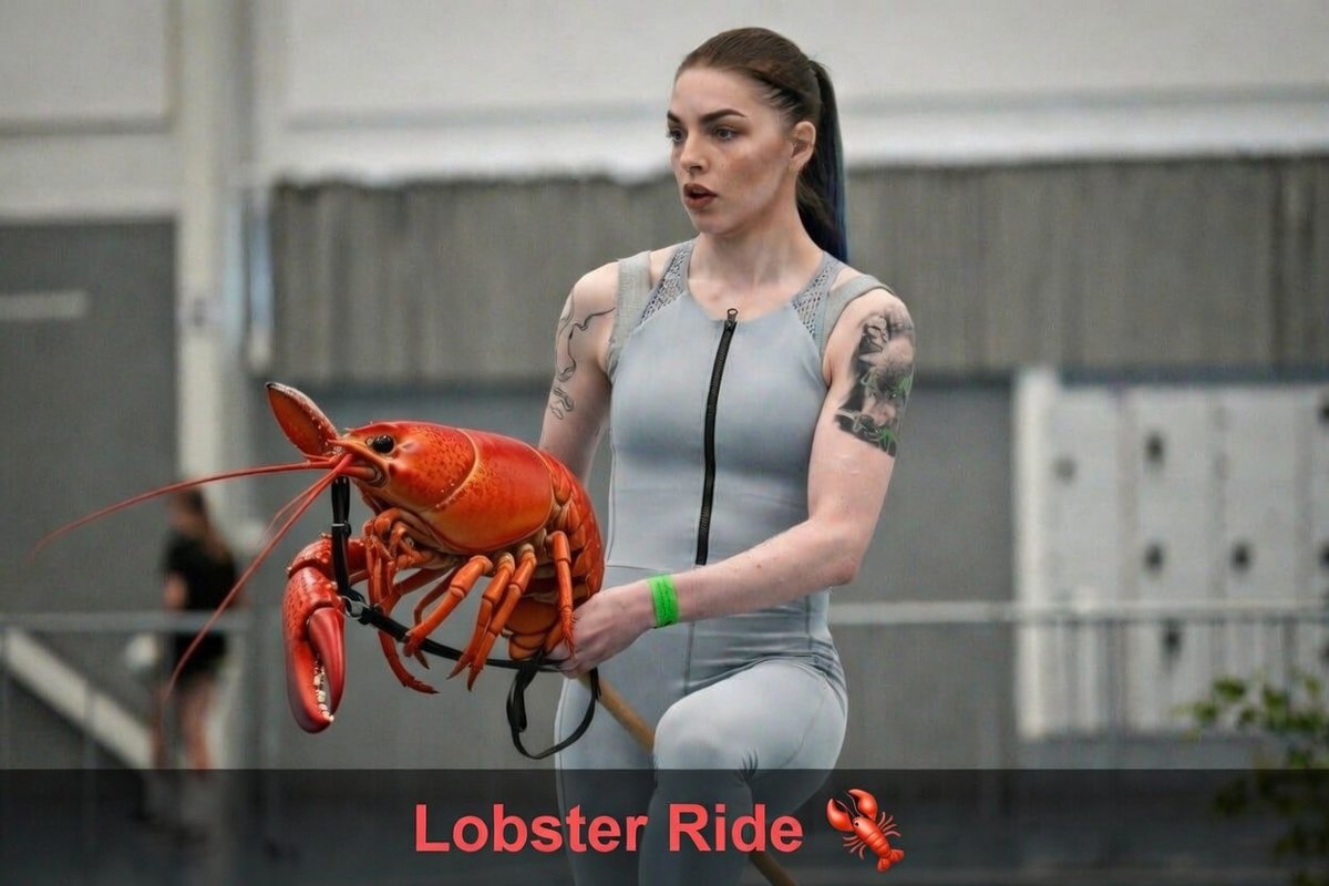 LobsterRide's tweet photo. @LobstarWilde Hobby Horsing ❌ Lobster Ride ✅

This will be the world's first sport aimed at supporting and loving lobsters.
@LobstarWilde do you think this sport has a future with your support? https://t.co/Mkii5S6mLH