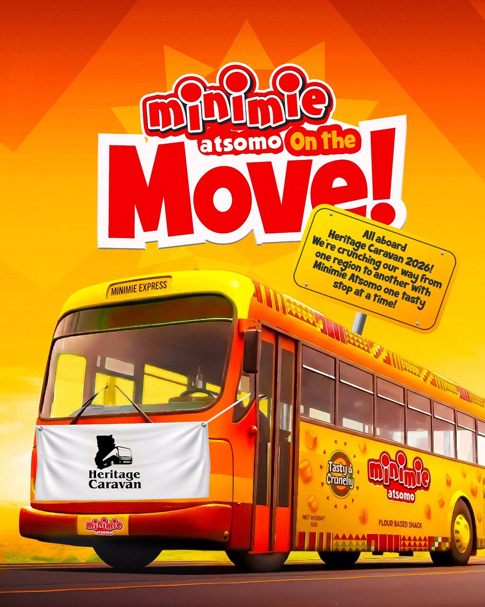 Ghana month and we are on a mission! 🇬🇭🚌
Minimie Atsomo is hitting the road with the Heritage Caravan 2026 crew, bringing the crunch, the culture, and the good vibes across all 14 regions.
#MinimieAtsomo #HeritageCaravan2026 #TasteTheCrunch #GhanaMonth #SnackTimeVibes