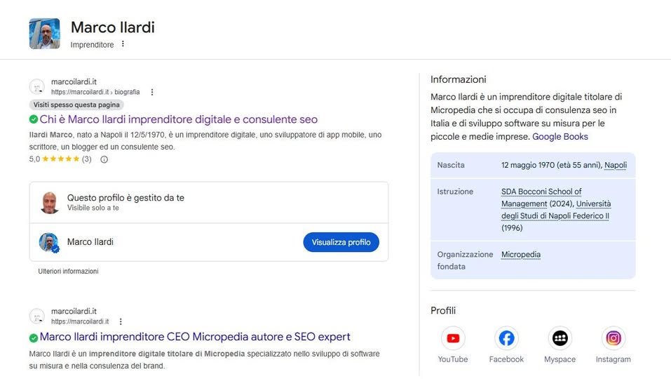 MarcoIlardi's tweet photo. Nell'ultimo aggiornamento del knowledge graph Google ha aggiornato lo stile grafico dei knowledge panel. Vi mostro in anteprima come appare il mio anche se sinceramente mi piaceva di più la versione precedente. #knowledgepanel #google #knowledgegraph #googleupdate #entityseo https://t.co/CfzKkk1auc