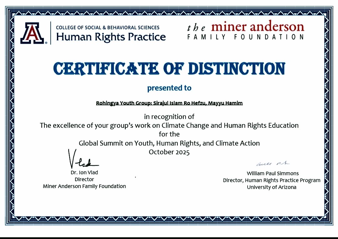 RoHefzu's tweet photo. This 𝐫𝐞𝐜𝐨𝐠𝐧𝐢𝐭𝐢𝐨𝐧 is not just personal—it belongs to every 𝗥𝗼𝗵𝗶𝗻𝗴𝘆𝗮 who continues to raise their voices for justice, dignity, and our rights. 

Together, we document our stories!
Together, we represent our community!
https://t.co/FcGpvt02RR

—Ro Hefzu https://t.co/HdCjNuTBNI