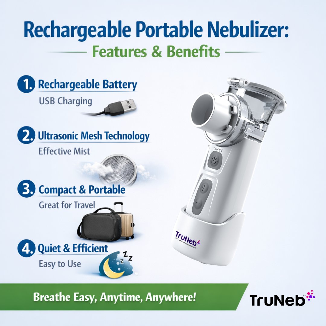 Rechargeable. Portable. Quiet. ✅
A mesh nebulizer that fits real life - home, travel, busy days.
See TruNeb Portable Mesh Nebulizer: truneb.com/truneb-portabl…

#RespiratoryHealth #Asthma #COPD #Nebulizer