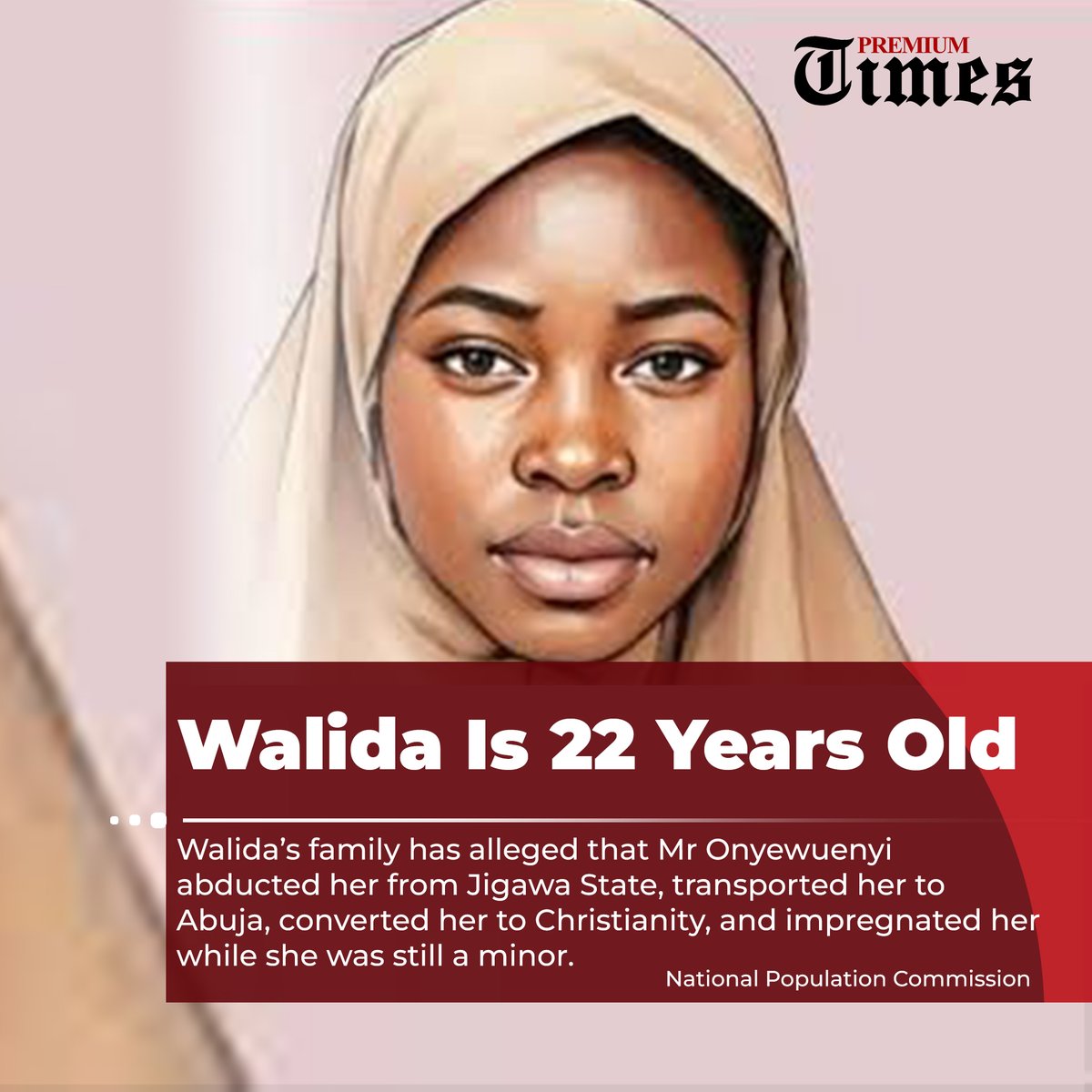 PremiumTimesng's tweet photo. Walida, however, told Weekend Trust in a recent interview that she met Mr Onyewuenyi in Abuja after being brought there by a woman identified as Mariam. She denied being abducted or forcibly converted, maintaining that she relocated to Abuja in 2023 as an adult and was 19 years old at the time. https://t.co/ltVQlcnNln
