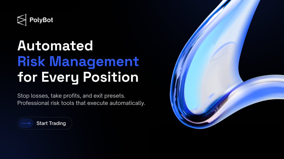 TradePolyBot's tweet photo. If your trade exit plan lives in your head, you don’t have a system.

With PolyBot, every position is structured and backed by built-in risk control:

• Stop-loss protection
• Take-profit targets
• Preset exit strategies
• Auto-apply on every buy

Automation removes hesitation.