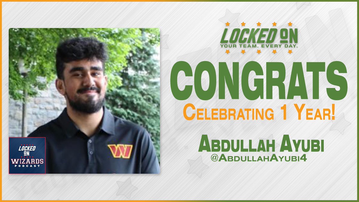 Congratulations to <a href="/lockedonwizards/">Locked On Wizards</a> Host <a href="/AbdullahAyubi4/">abdullah</a> who just hit one year with Locked On!

📺 youtube.com/@lockedonwizar…
🎧 open.spotify.com/show/2Apo7Bsdw…