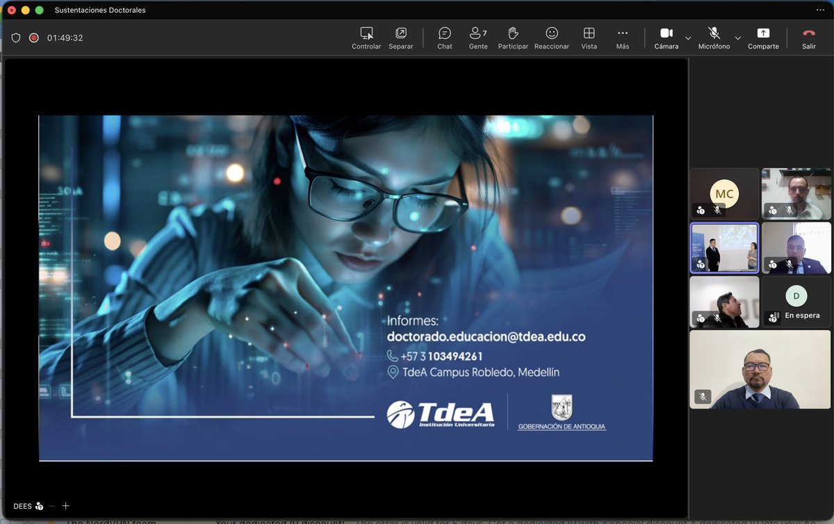 Muy contento, hoy mi tesista Doctoral de Colombia presentó su defensa y aprobó con muy buena nota. La felicidad es porque nos costó mucho, problemas de salud graves de su mamá, intervención quirúrgica de él y el trabajo de la tesis, gracias al <a href="/tecdeantioquia/">TdeA</a> por confiar en mí.