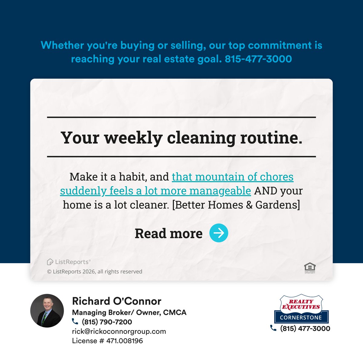 RickOconnorGrp's tweet image. They say it takes 21 days to build a habit, and habits stack!

Are you looking for ways to help make your home feel manageable? Our advice is free- it does not start or stop at sale/purchase.

815-477-3000
rickoconnorgroup.com

#McHenryCountyRealEstate #HomeTips