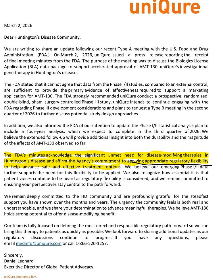 DesertDweller93's tweet photo. How can @DrMakaryFDA continue saying this BS? Hey @SenRickScott, time to get more involved and force the FDA's hand in allowing submission of BLA for @uniQure_NV $QURE AMT130 treatment for HD.
Patients don't have the luxury of time for this devastating condition.
@BeckyQuick https://t.co/ZAVcJYhG27