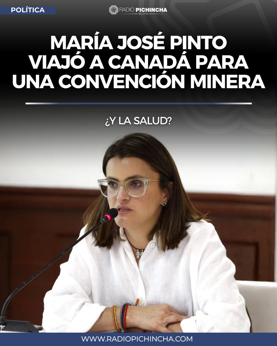 🏛️#Política | La vicepresidenta María José Pinto dejó el país el 1 de marzo de 2026, para participar de una convención minera en Canadá.
#LaRadioDeLasNoticias 
Los detalles⤵️
radiopichincha.com/vicepresidenta…