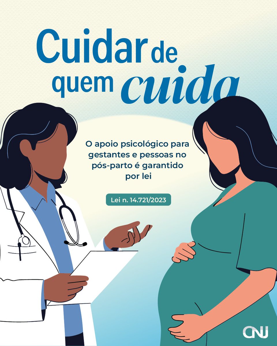 CNJ_oficial's tweet image. Saúde mental também é política pública. ⚖️

A Lei n. 14.721/2023 garante assistência psicológica a pessoas gestantes e que acabaram de dar a luz, inclusive na rede pública, mediante avaliação no pré-natal.

Gestação e pós-parto exigem cuidado integral.

#SaúdeMental #CNJ
