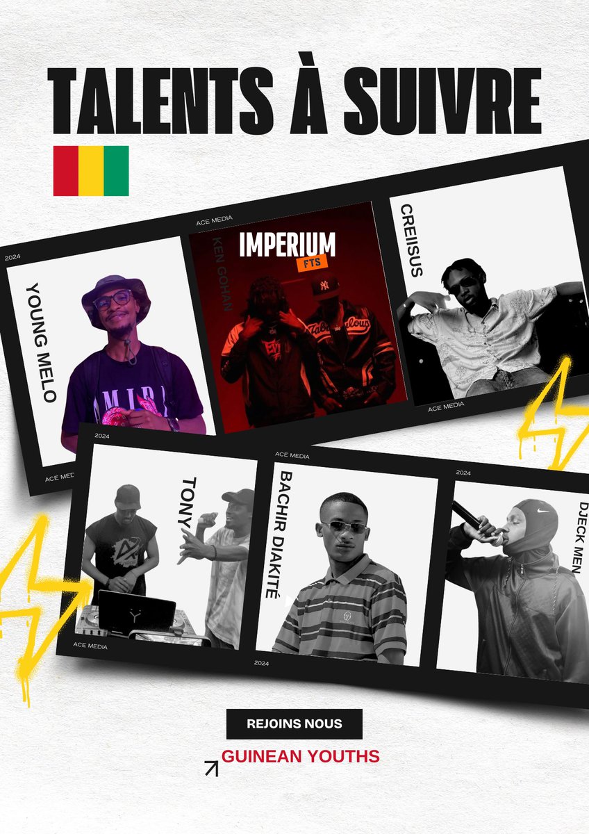 gymedias224's tweet photo. Nos talents à suivre ⭐️ Nouvelle Gen est en marche.
👉 Suis la page, découvre nos prochains portraits et soutiens les talents qui écrivent déjà l’avenir de la Guinée. 🇬🇳🔥
#CultureUrbaine #GuineanYouths #guineeconakry #RapGuineen #RapGN https://t.co/ZvIMDHG0p7