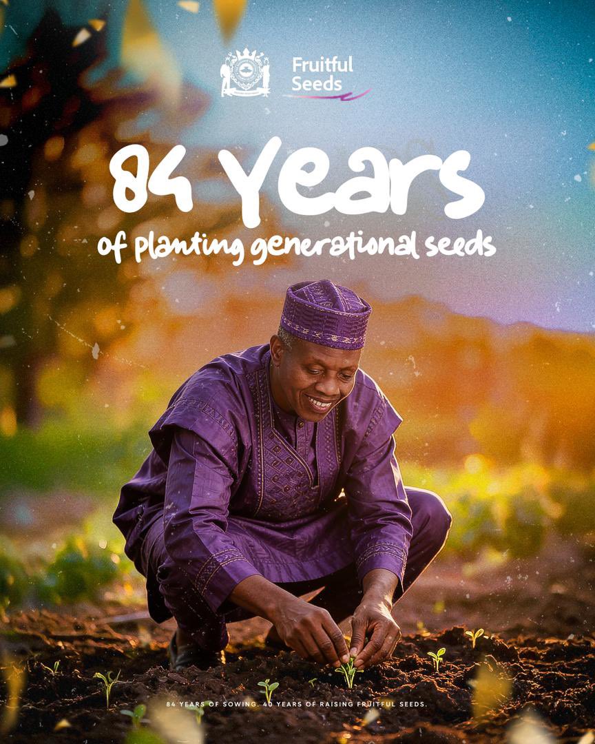 84 Years of Sowing the Future
Seeds Planted. Generations Raised.

Thank you for your labour of love, Daddy.

Happy Birthday, Daddy G.O.
The nations are blessed because of you.

#DaddyGO #FruitfulSeeds