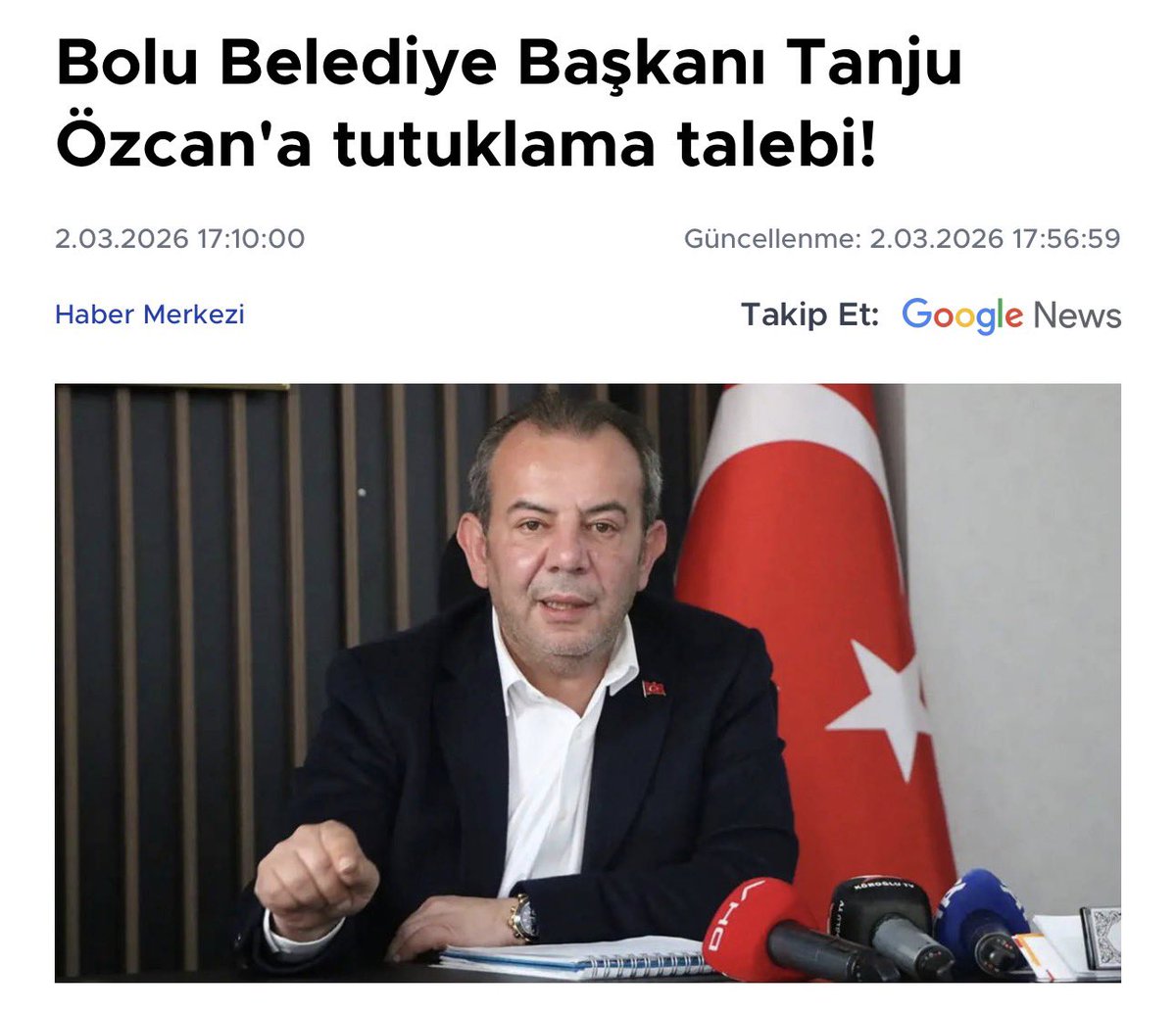 Bolu’nun seçilmiş belediye başkanı vatansever Tanju Özcan’dır.  <a href="/tanjuozcanchp/">Tanju ÖZCAN</a> 
Bu paylaşımı tarafım belli olsun diye yapıyorum. 
#TanjuÖzcanınYanındayım