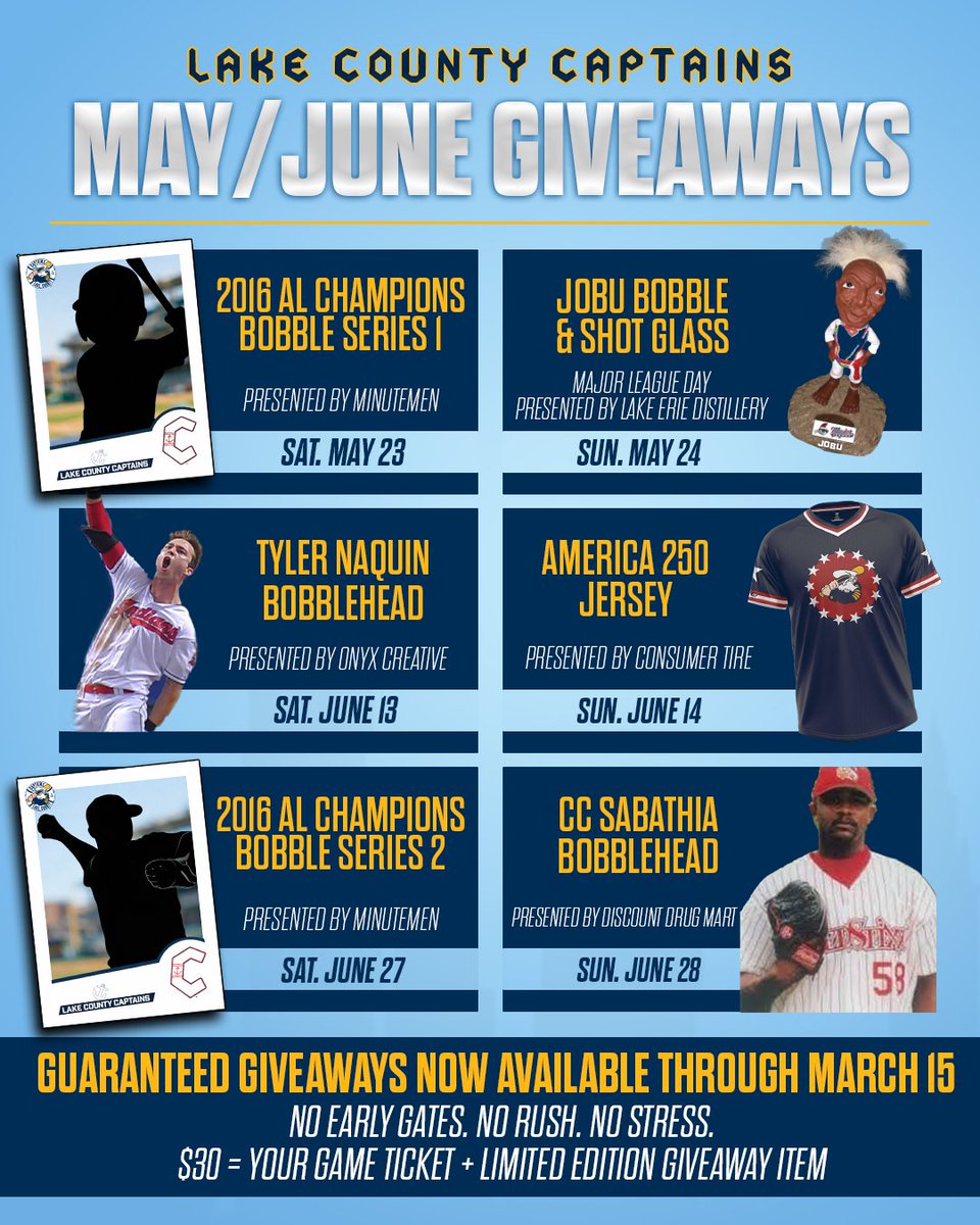 Lake County Captains Promotional Schedule 2027