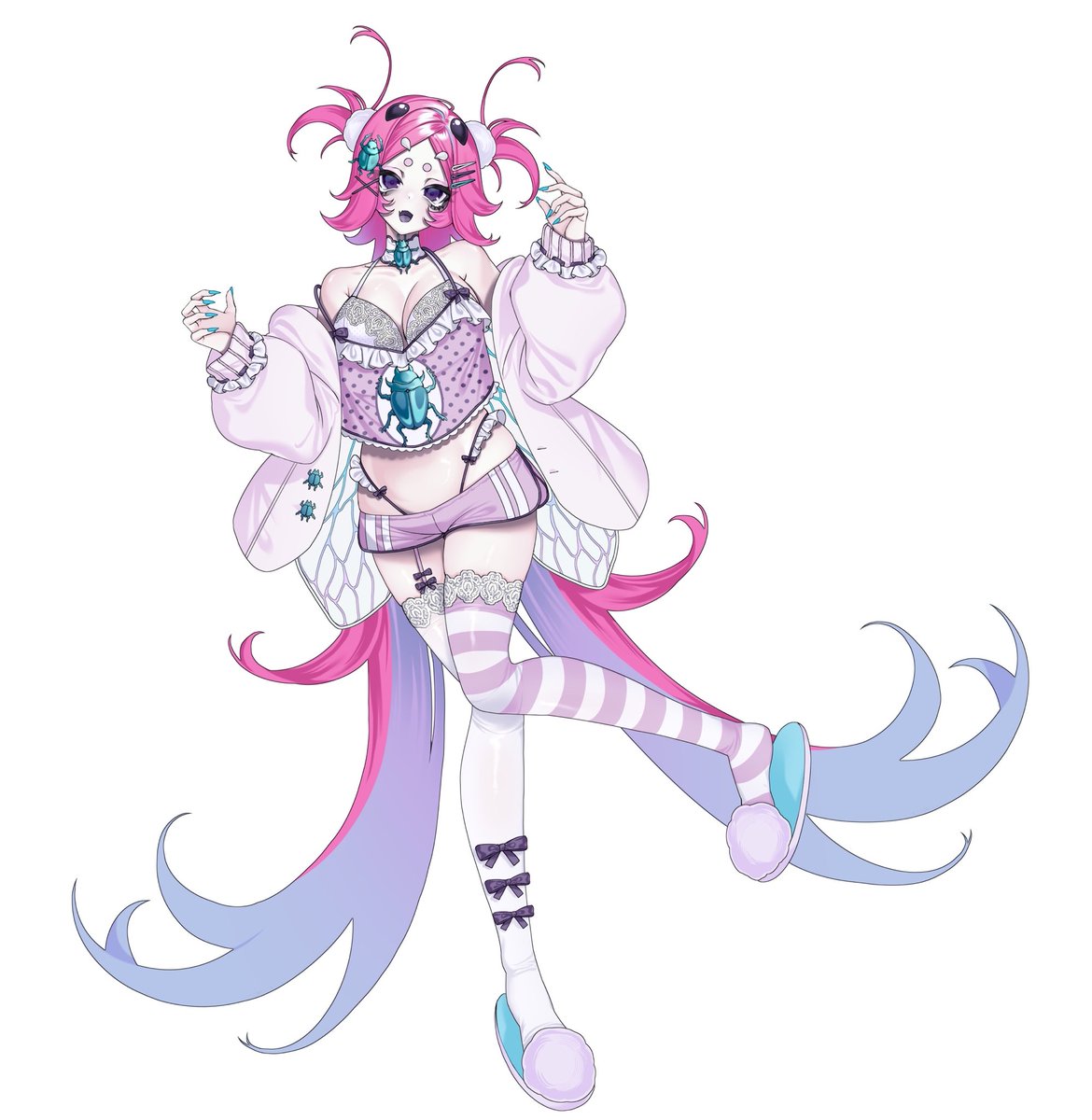 SerenaEnvtuber's tweet image. 🪲🩷 Scarabette Sweetheart 🩷🪲

Wrapped in lilac lace,
with a tiny sacred jewel close to my heart..

Soft smile. Sweet blush. &amp;amp;
Quiet strength beneath the silk. ✨

Outfit reveal #14 🎨: @Rosyy666
#EnvTuber #Pastel #scarabeetle #VTuberReveal #セレナアート 🩷💜💙