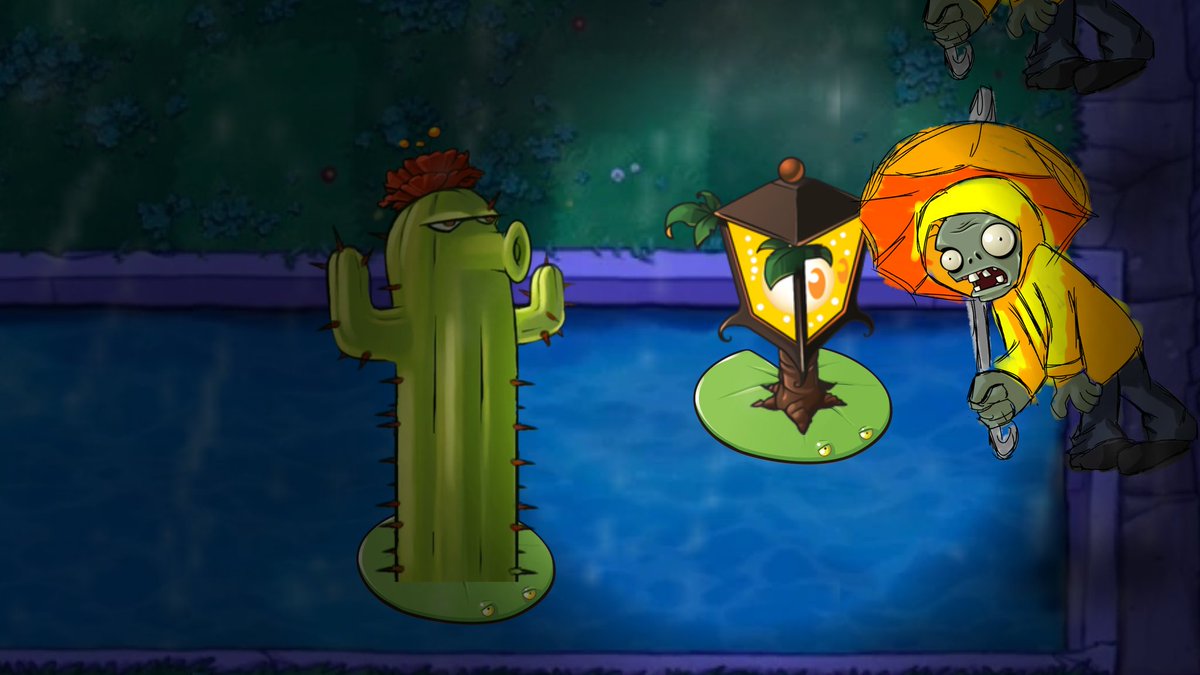 CharGamer97's tweet photo. - Mecánica de la ráfaga de viento 
(Cada x tiempo habrá una ráfaga que mandara a los zombis paraguas... La única forma de contrarrestar será con Cactus) https://t.co/O1TuWqHCBl
