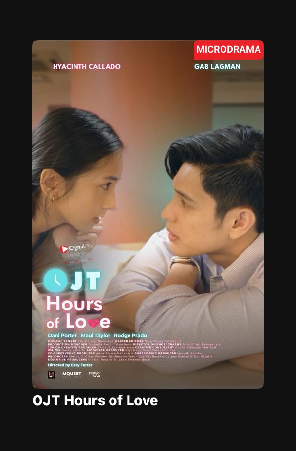 HyaGemsOFC's tweet photo. Love is officially in the OJT era! 

Ready to clock in to kilig? 💜

OJT HOURS OF LOVE is now streaming on the Cignal Play app!

Fall for Hyacinth Callado as Winona and Gab Lagman as Marvin in this new microdrama you won’t want to miss 😉

#HyacinthCallado #GabLagman
#OJTHoursOfLove #HyGab