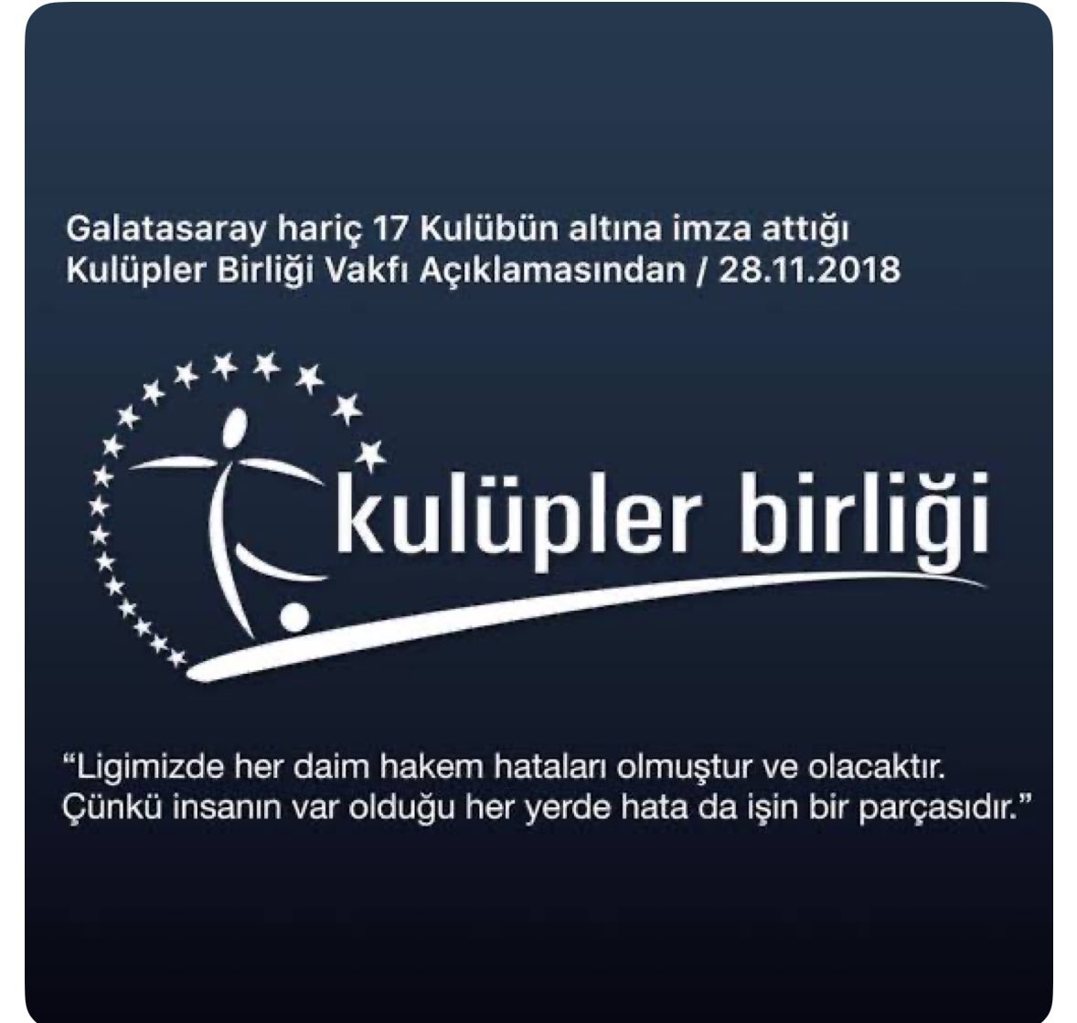 O_Kasapoglu's tweet photo. @Fenerbahce Adalet herkese lazım dedik. Bu açıklama sizin eserinizdi. Ne çabuk unuttunuz. https://t.co/NM6vIFu5Ji