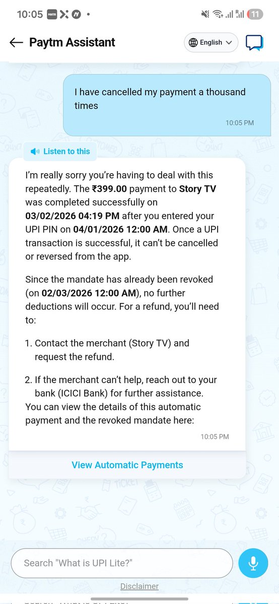 hungry_satire's tweet photo. @jagograhakjago @consumercourtin This is a stupid page called story tv, they started an autopay subscription from my account and I cancelled it immediately realizing it's not worth it. But they kept deducting my money for like 4 months. Already placed a complaint with @UPI_NPCI https://t.co/rkE238cDrw