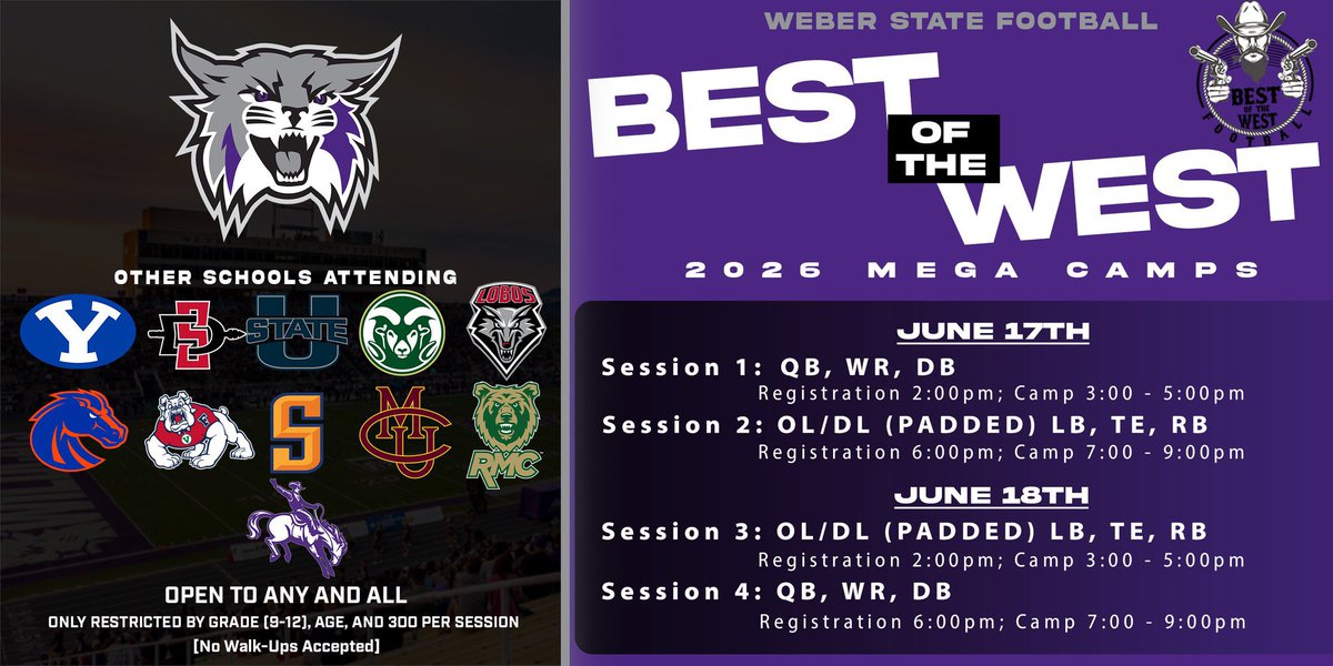 DonaldS2008's tweet photo. Thank you @LSanft650 @weberstatefb for the invite to camp can't wait to compete https://t.co/CwpBMrLqEz