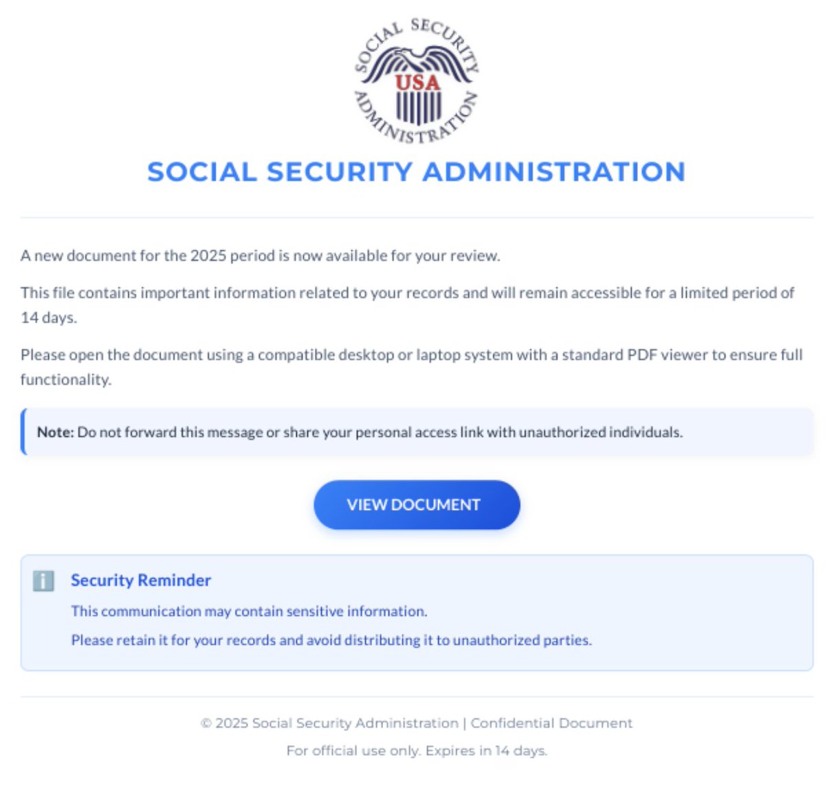 GenThreatLabs's tweet image. Fake @SocialSecurity PDFs are hitting thousands in the 🇺🇸 US right now. The payload? @datto  #RMM - a legit remote access tool turned weapon. We've seen the same playbook with older @ConnectWise RMM versions too.

PDF:
Social_security_statements_2025.pdf
