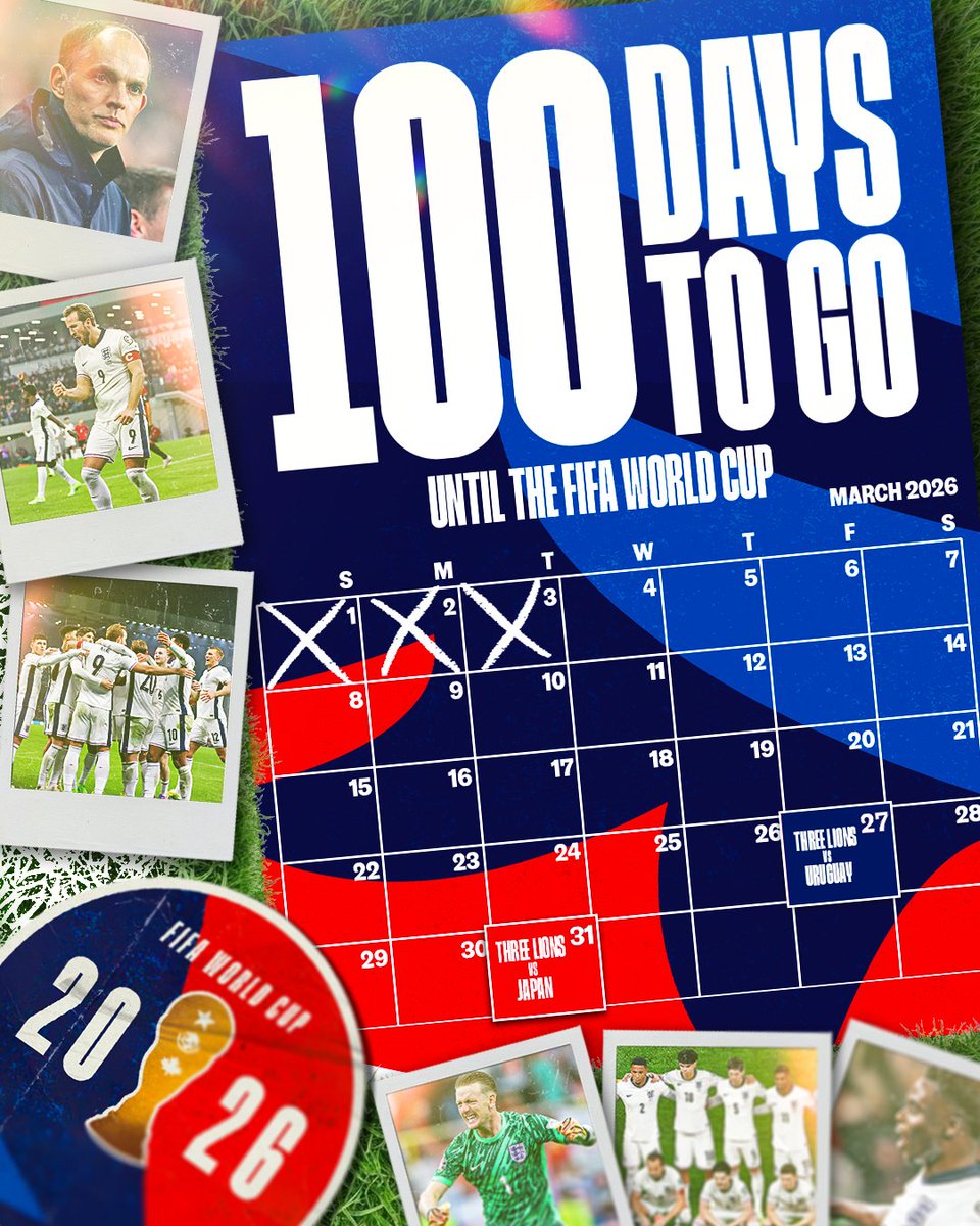England's tweet photo. Just 100 days to go 🔜🏆 https://t.co/eosqezkzR8