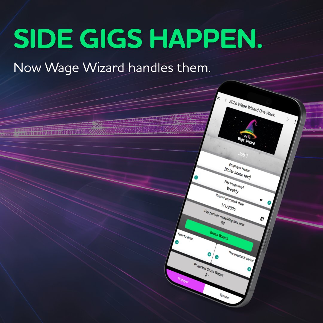 Wage Wizard now supports more than one job.

Two jobs per taxpayer. Two for a spouse. One combined wage and withholding picture.

This matters because people change jobs or work more than one job, and projections need to account for all of it.

The app now does that in one place.