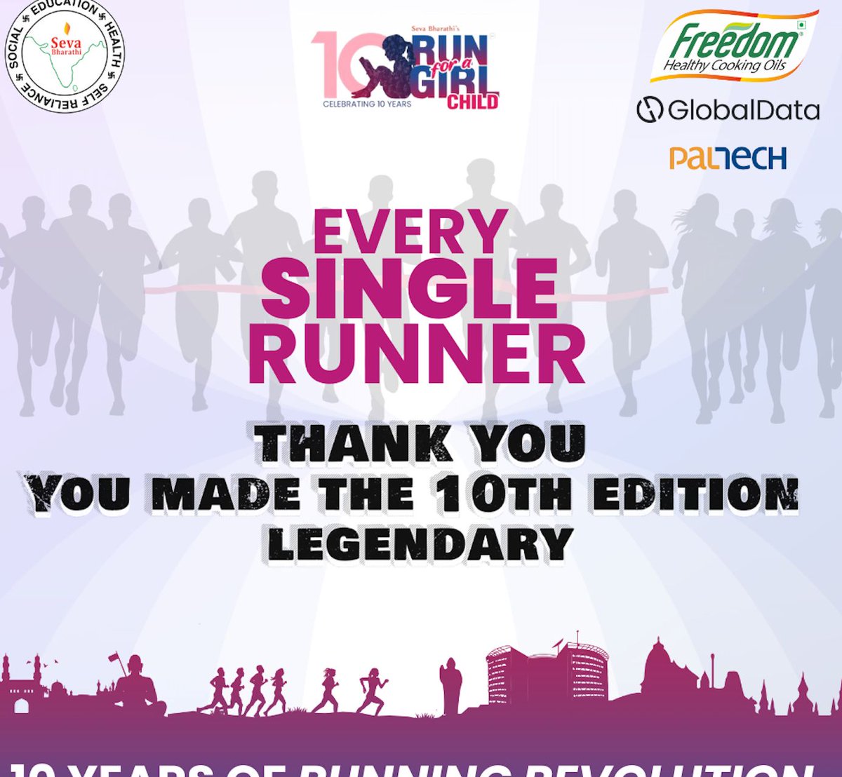 sevabharathitg's tweet photo. A huge shoutout and heartfelt thank you to every runner who laced up, showed up, and ran with passion for the girl child—your energy, dedication, and every stride made RFGC 10 unforgettable and impactful!
#rfgc #runforagirlchild #sevabharathi #freedomoil https://t.co/Kiu8agQxoN