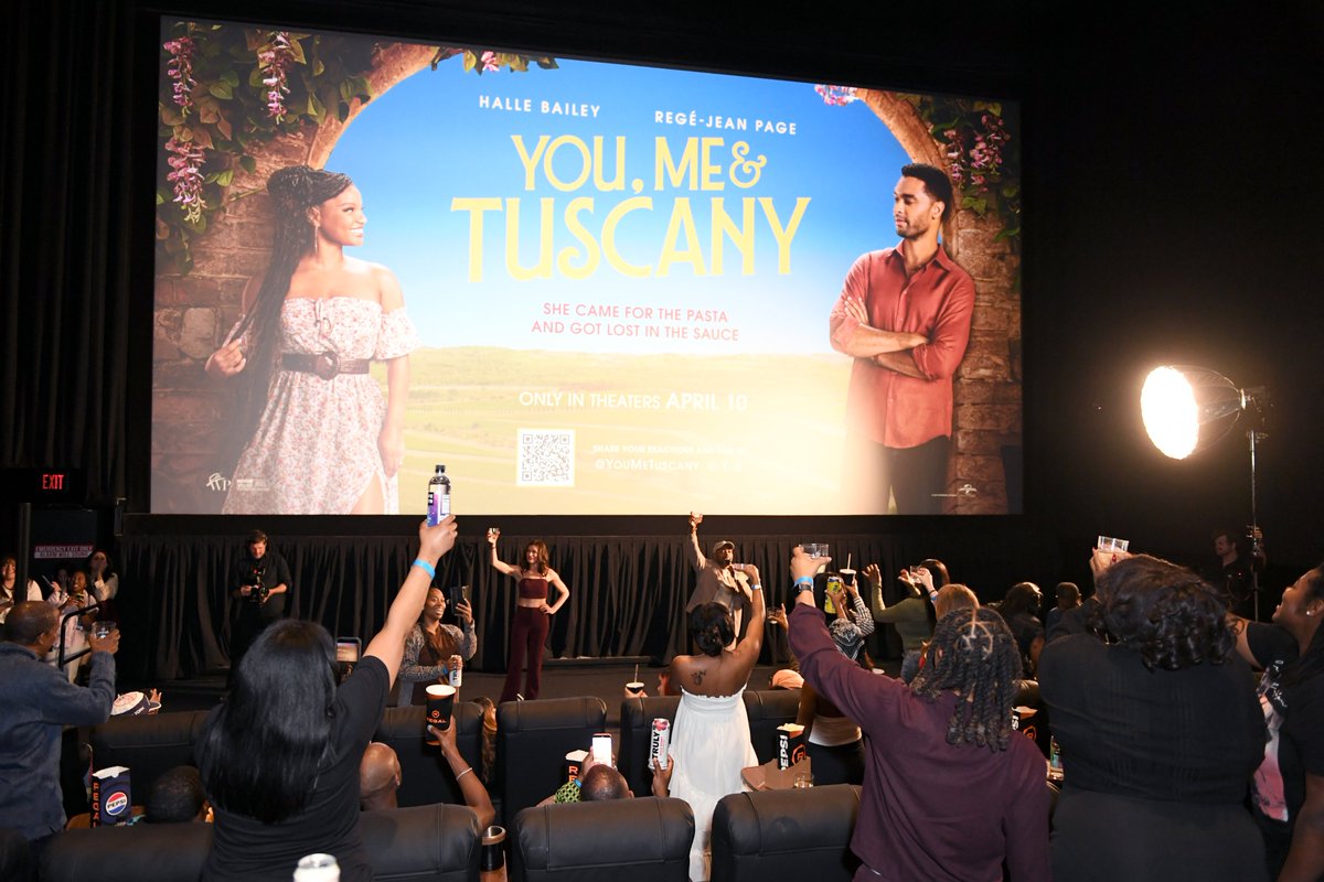 youmetuscany's tweet photo. The fans (and the cast!!) showed up and showed out for the first screening of You, Me &amp; Tuscany! 🫶🫶🫶 Experience it only in theaters April 10! https://t.co/mBmPwHezMq